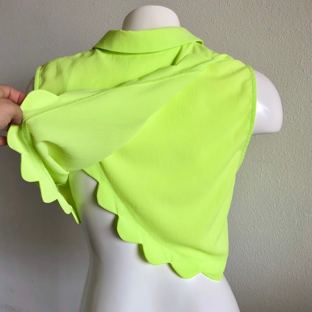 Lush Neon Green Scalloped Crop Top - Picture 13 of 14
